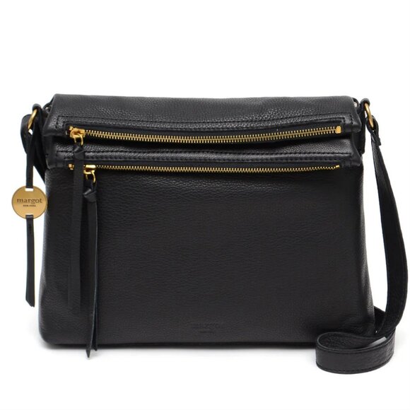 margot Handbags - Margot New York Mickey black leather 3 compartment crossbody bag purse